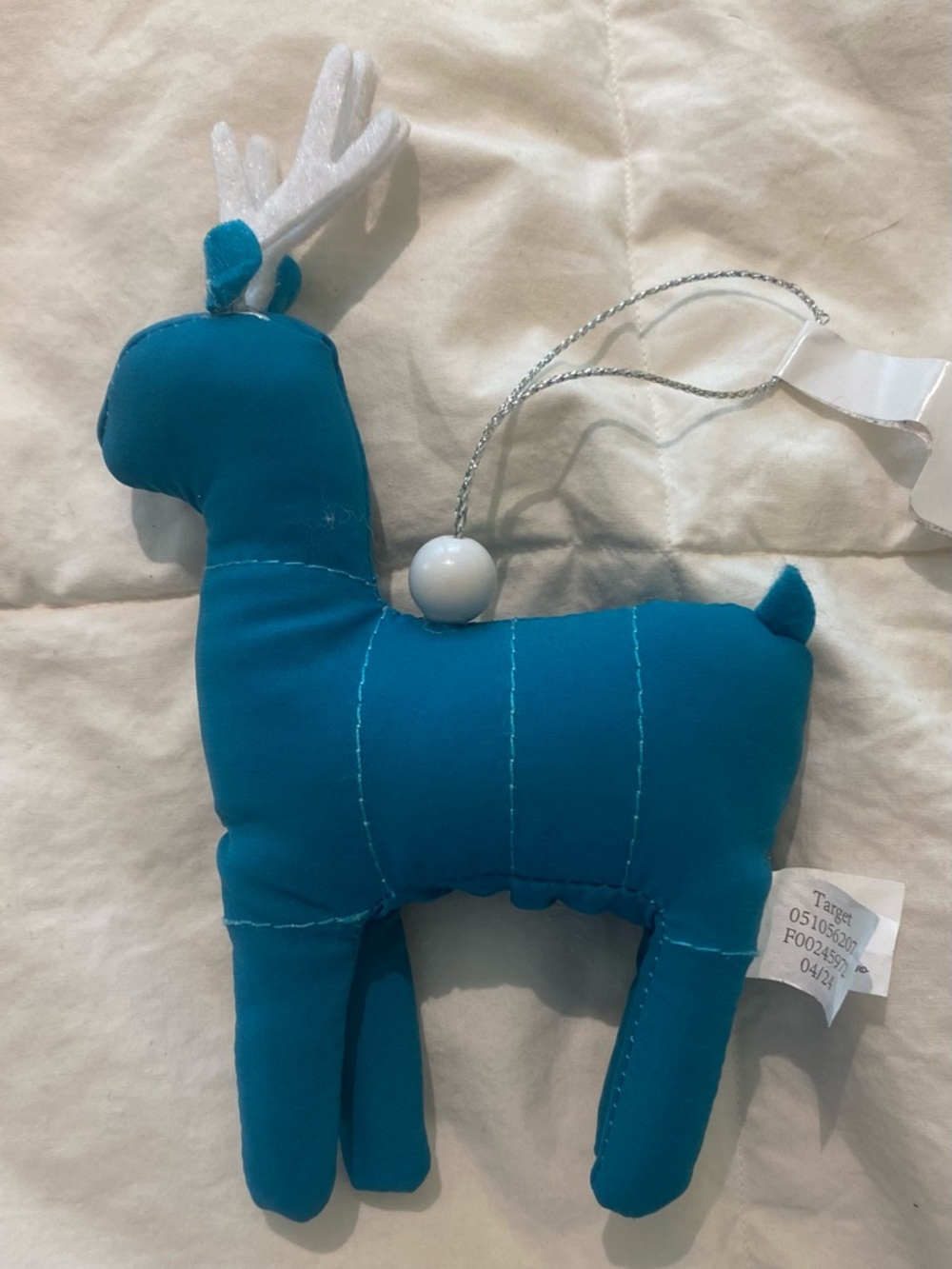 Wondershop Teal Plush Reindeer Ornament